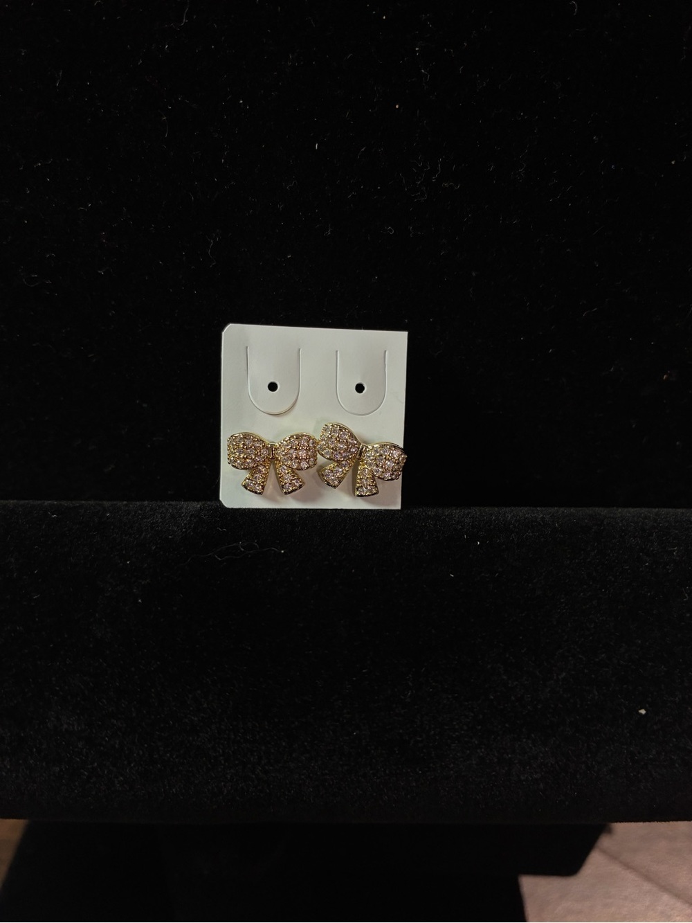 Gold Bow Crystal Stud Earrings - Women Jewelry